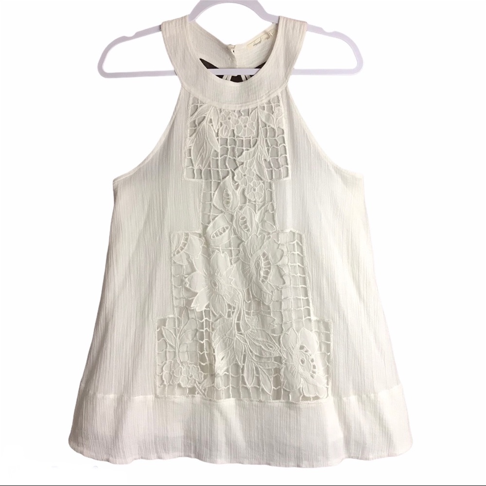ANTHROPOLOGIE FLOREAT embroidered halter tank top